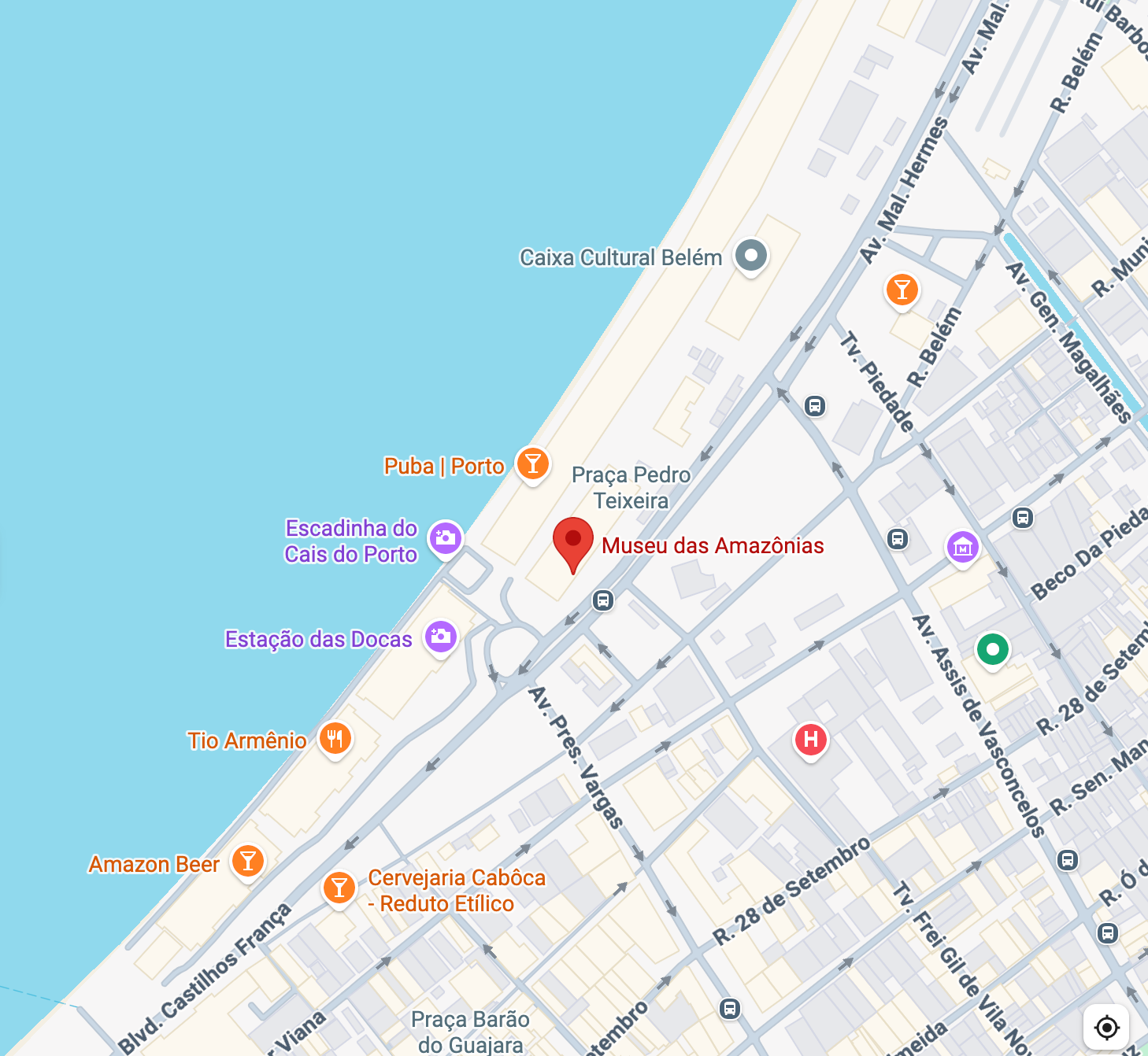 Mapa de localização do Museu das Amazônias